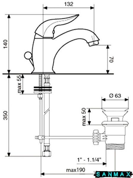 Змішувач Emmevi Duka для умивальника (CR44003) CR44003 фото
