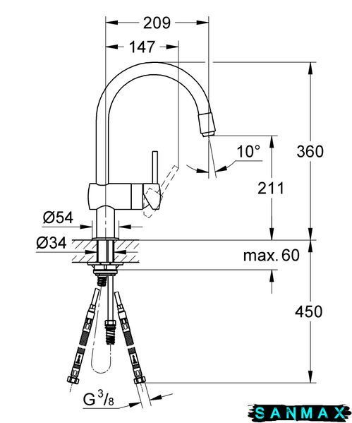 Змішувач для кухні з висувним виливом Grohe Minta (32918000) 32918000 фото