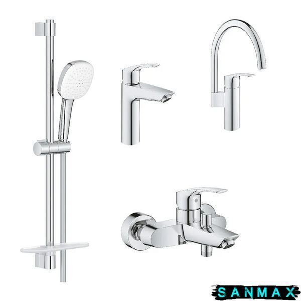 Набiр змiшувачiв Grohe Eurosmart 4 в 1 для ванни та кухні (UA123248M3) UA123248M3 фото