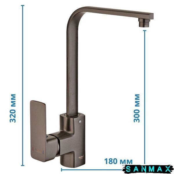 Змішувач для кухні на гайці Haiba Kubus 017 Графіт (HB4008) HB4008 фото