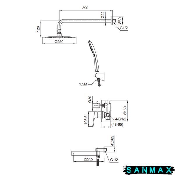 Вбудована душова система Koer KI-66016-02 Нерж (KR4792) KR4792 фото