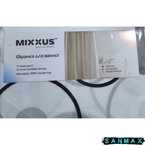 Шторка для ванної Mixxus SCT-014-180x180 з поліестеру (Візерунок "Круги") (AC3584) AC3584 фото