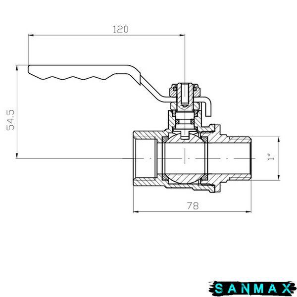 Кран кульовий 1 РГШ Вода Koer Extreme KE.215-25 Черона ручка (KR5752) KR5752 фото