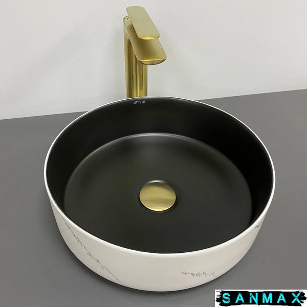 Умивальник накладний Vbi Prato Білий Чорний Мармур Матовий VBI-011409 фото