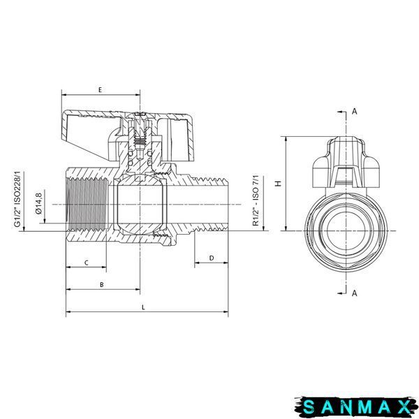 Кран кульовий 1/2 БГШ Газ Roho R111-050G (RO0241) RO0241 фото