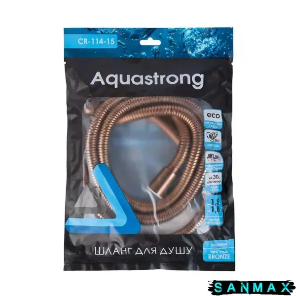Шланг для душу Aquastrong нерж обертовий Bronze 1,5-1,8 м. (CR-114-15) CR-114-15 фото