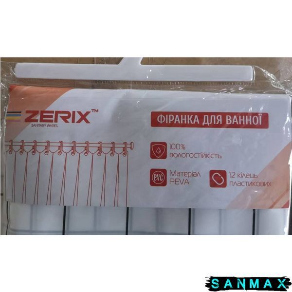 ZERIX SCP-011-180x180 Шторка для ванної з PEVA (Візерунок "Клітина" біла) (36 шт/ящ) ZX6084 фото