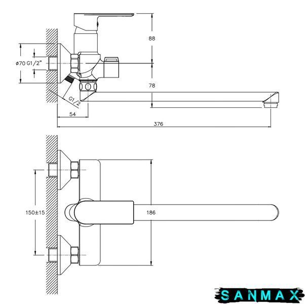 Змішувач для ванни Haiba Alex 006 (HB0888) HB0888 фото