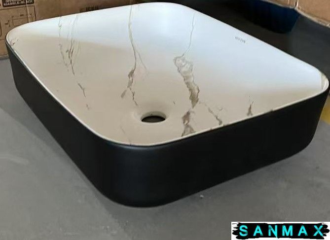 Раковина накладна Mixxus Premium Diverse-0110 Marble-Чорний 500х390х130mm (MP6517) MP6517 фото