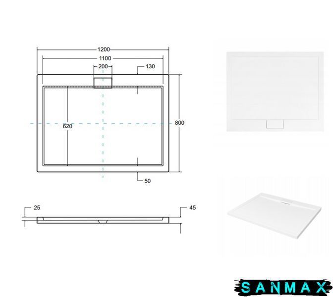 Піддон прямокутний Besco Axim UltraSlim 120x90 + сифон BAX-129-P фото