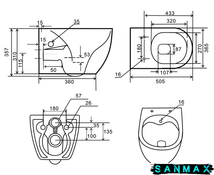 Унітаз-біде підвісний Mixxus Premium Ellipse-1301-R 500x365x350mm система змиву Rimless (MP6659) MP6659 фото