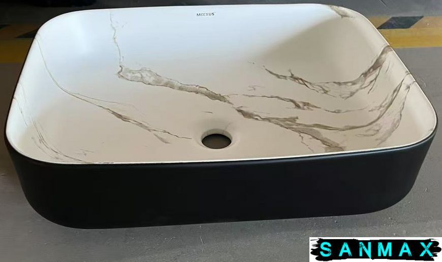 Раковина накладна Mixxus Premium Diverse-0110 Marble-Чорний 500х390х130mm (MP6517) MP6517 фото