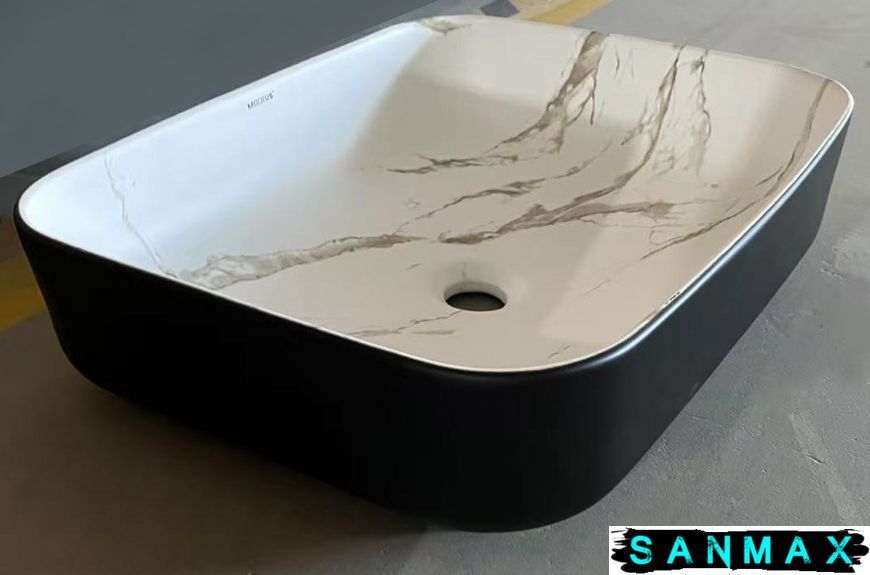 Раковина накладна Mixxus Premium Diverse-0110 Marble-Чорний 500х390х130mm (MP6517) MP6517 фото