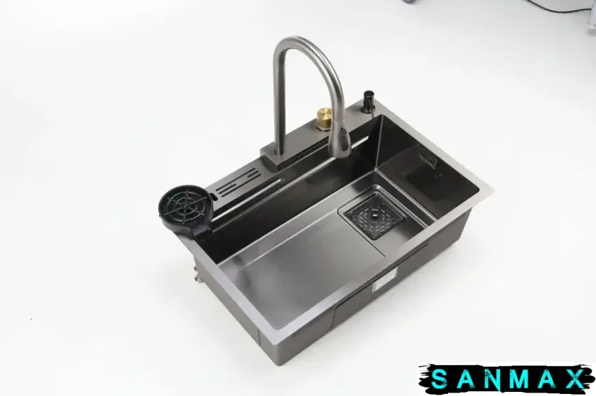 Кухонна інтегрована мийка Mixxus Premium MH7545-Set-03 Nano-Чорний з вбудованим змішувачем з нерж. сталі (MX1698) MX1698 фото