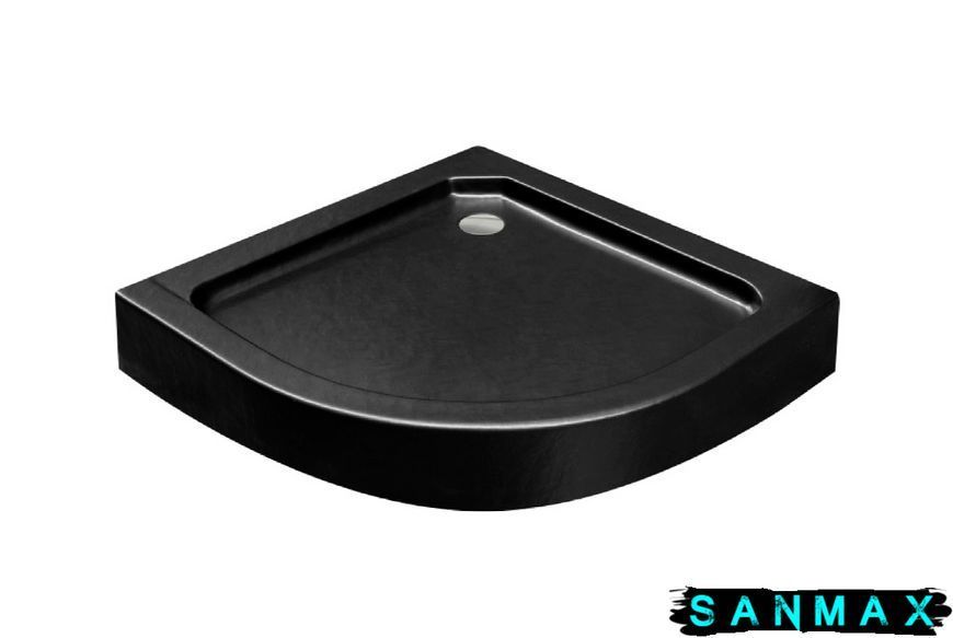Піддон півкруглий Besco Alex Stone Effect New чорний мат. 90х90х4/16 см + ноги #BAA-90-CN фото