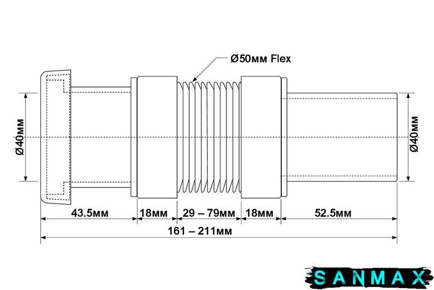Труба розтяжна 40х40мм (L-161-211) MFLEX-40PF MFLEX-40PF фото