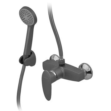 Змішувач для душу Plamix Cezar-003 Set Графіт, зі шлангом, лійкою та кронштейном (PM0689) PM0689 фото