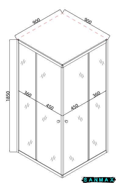 Душова кабіна без піддону Mixxus Cubic SC01-90x90x185-TR Графіт прозоре скло 4мм (MI6907) MI6907 фото
