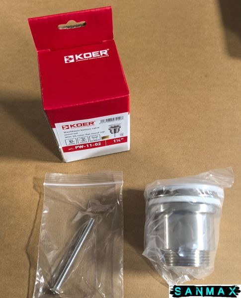 Донний клапан для умивальника універсальний Koer PW-11-02 Нерж (KR5792) KR5792 фото