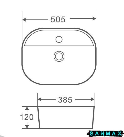 Умивальник накладний керамічний Mixxus Premium Ellipse-0201 505x385x120mm (MP6482) MP6482 фото