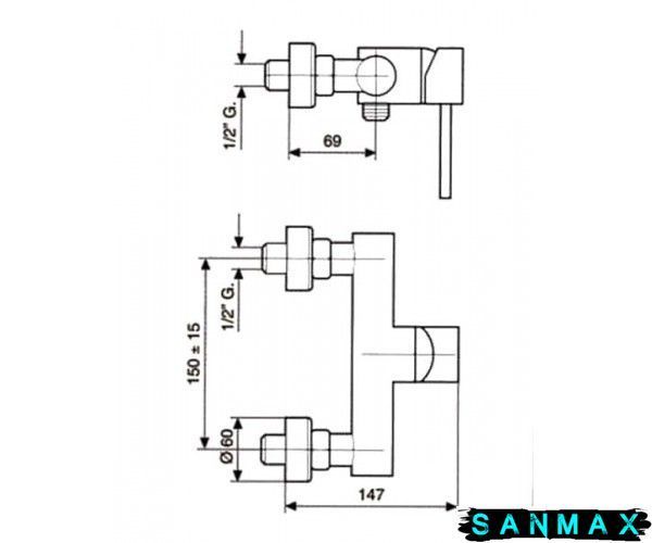 Змішувач Emmevi Piper для душу нікель NS45002 NS45002 фото