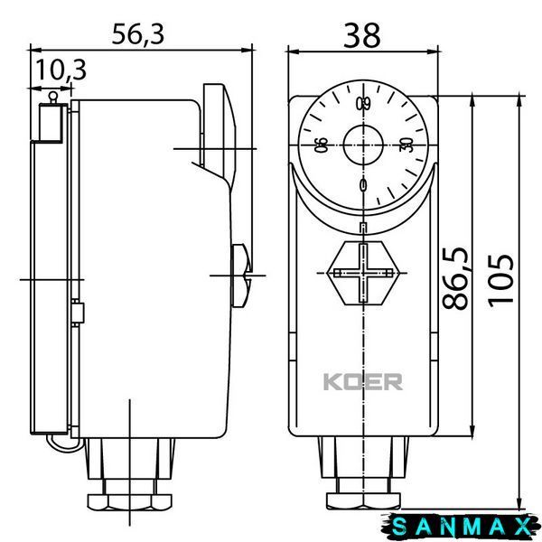 Термостат механічний накладний KOER KR.1351 (0&hellip;+90*C) (KP2776) KP2776 фото