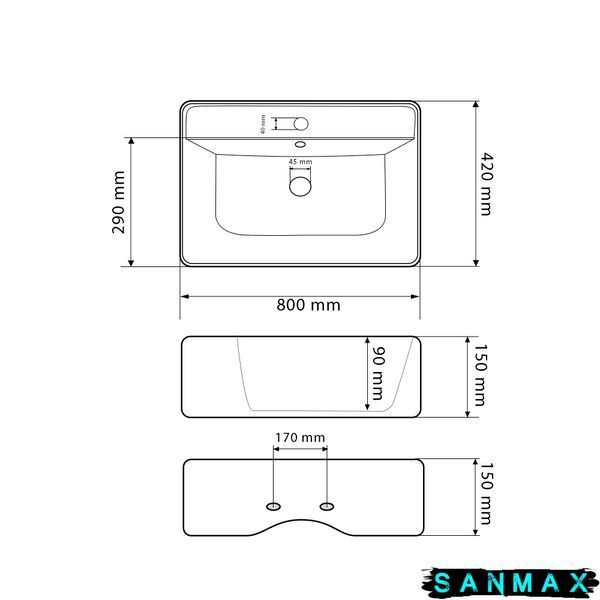Умивальник накладний Vbi Pudua 80 Білий VBI-012204 фото