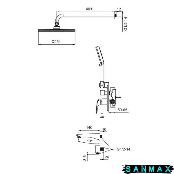 Вбудована душова система Koer KB-64008-05 Чорна (KR3477) KR3477 фото