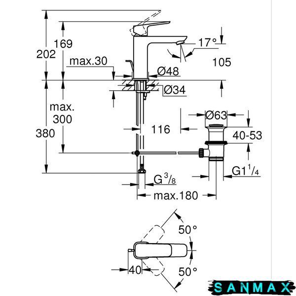 Одноважільний змішувач для умивальника Grohe Cubeo M-розміру (1017490000) 1017490000 фото