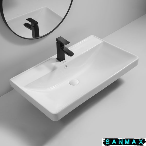 Умивальник накладний керамічний Mixxus Premium Style-1503 800х480х190mm з отвором під змішувач та переливом (MP6500) MP6500 фото