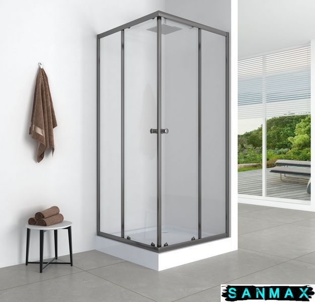 Душова кабіна без піддону Mixxus Cubic SC01-90x90x185-TR Графіт прозоре скло 4мм (MI6907) MI6907 фото