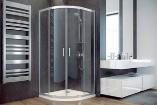 Кабіна півкругла Besco Modern 90x90x185 універсальна: скло mrozone, профіль хромований MP-90-185-M фото
