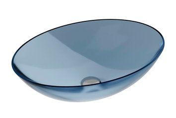 Умивальник на стільницю Besco Anya Blue Wave 50х35 клік-клак хром #UMA-50-BWC фото