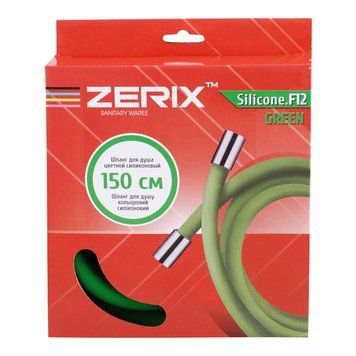 Шланг для душу Zerix F12 силіконовий 150 см Зелений коробка (ZX2999) ZX2999 фото