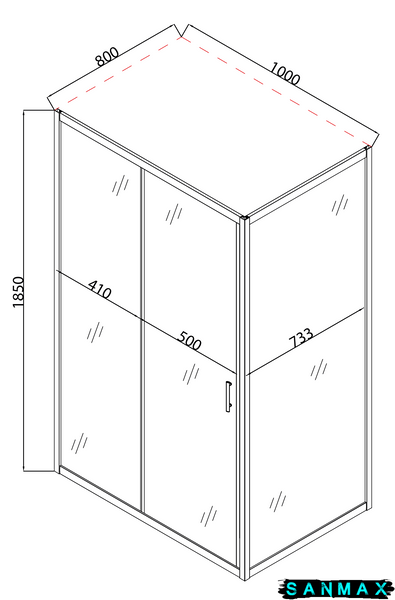 Душова кабіна без піддону Mixxus Hard SC01-100x80x185-TR Хром прозоре скло 5мм (MI6911) MI6911 фото