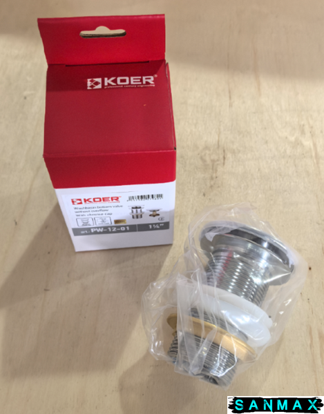 Донний клапан для умивальника без переливу Koer PW-12-01 Хром (KR5798) KR5798 фото