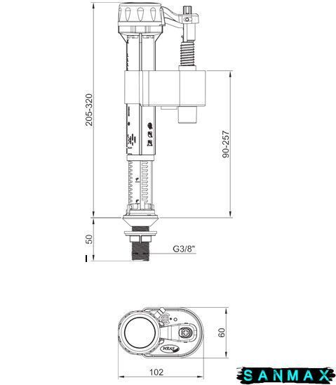 Арматура наповнювальна Koer KT-0103-3/8" з нижнім підключенням та латунним різьбленням 3/8" (KR5332) KR5332 фото