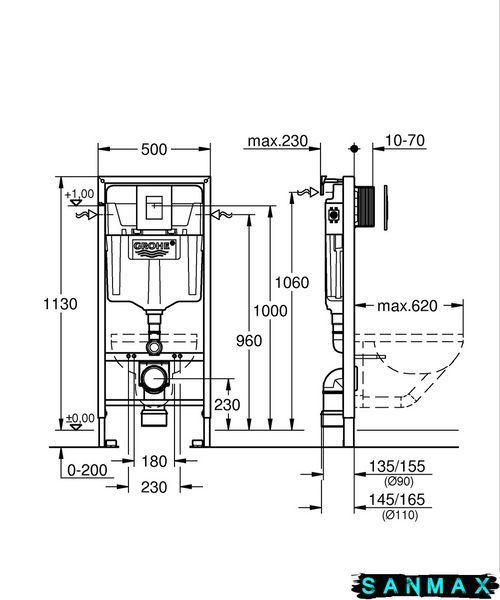 Інсталяційний комплект пневмо Grohe Set Унітаз Diverse-0301-T1 + Інсталяція 38772001 панель Хром (38772001DIVERS0301T1) 38772001DIVERS0301T1 фото