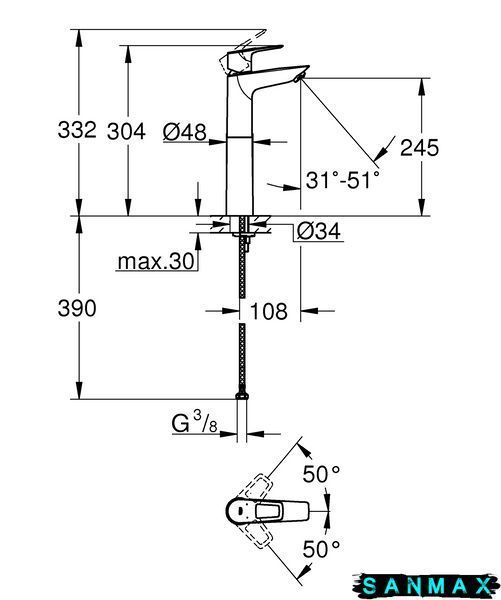 Змішувач на стільницю для умивальника XL-розміру Grohe BauLoop New (23764001) 23764001 фото