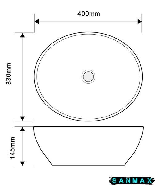 Раковина накладна Mixxus Premium Ellipse-0108 Edge Чорний 400х330х145mm (MP6527) MP6527 фото