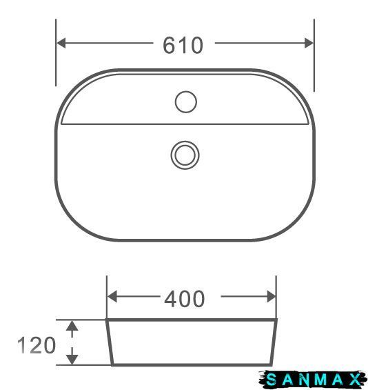 Умивальник накладний керамічний Mixxus Premium Ellipse-0202 610x400x120mm (MP6483) MP6483 фото