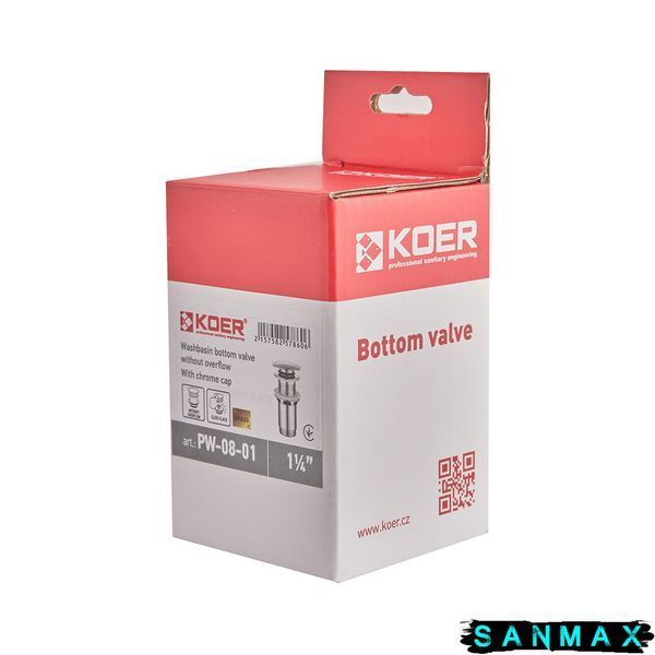 Донний клапан для умивальника без переливу Koer PW-08-01 Хром (KR5786) KR5786 фото