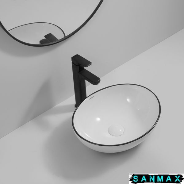 Раковина накладна Mixxus Premium Ellipse-0108 Edge Чорний 400х330х145mm (MP6527) MP6527 фото