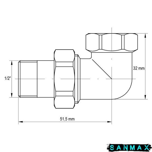 Згін американка 1/2 кутовий Koer KR.342 (KR0019) KR0019 фото