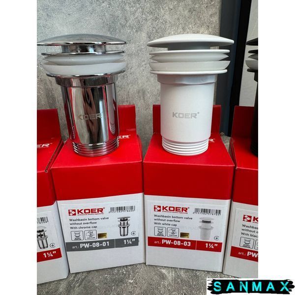 Донний клапан для умивальника без переливу Koer PW-08-01 Хром (KR5786) KR5786 фото