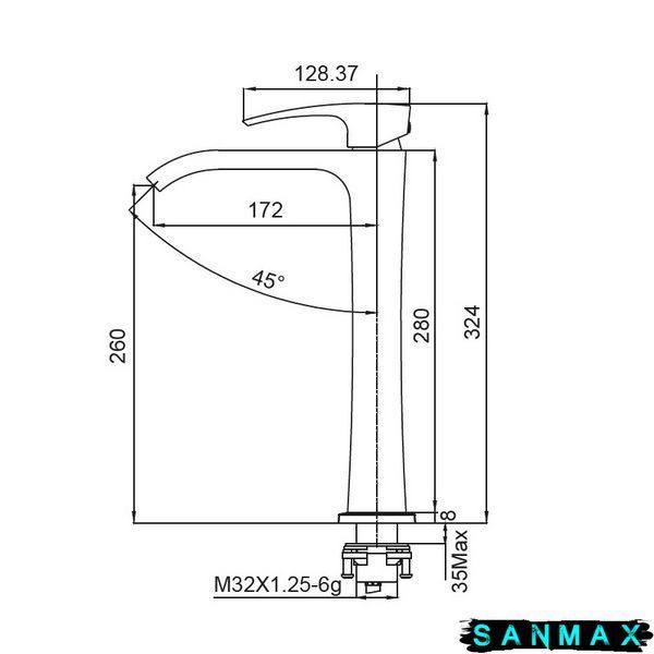 Змішувач для умивальника високий, чорний Koer KB-13007-05 (KR3445) KR3445 фото