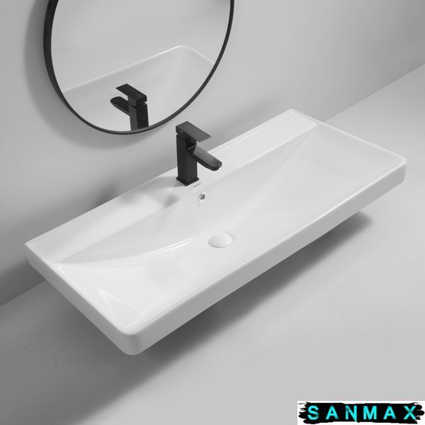 Умивальник накладний керамічний Mixxus Premium Style-1504 1000х480х190mm з отвором під змішувач та переливом (MP6501) MP6501 фото