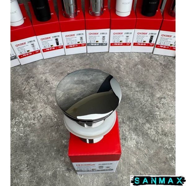 Донний клапан для умивальника без переливу Koer PW-12-01 Хром (KR5798) KR5798 фото