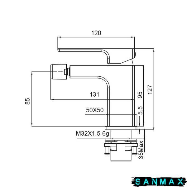 Змішувач для біде на гайці Koer KB-20009-05 Чорний (KR3505) KR3505 фото