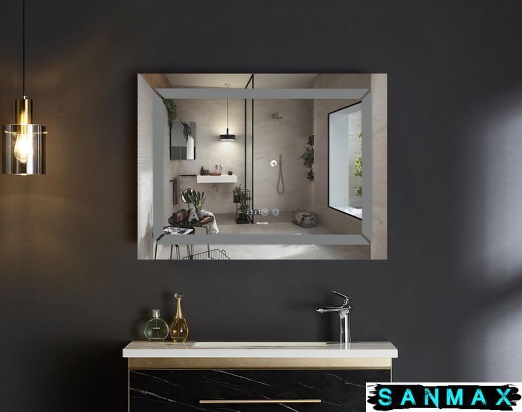 Дзеркало Mixxus Light MR01-80x60 (часы, Led-подсветка, антизапотевка) (MI5998) MI5998 фото